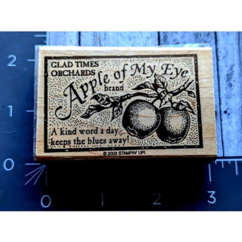 Stampin' Up! Apple Of My Eye Glad Times Blues Away 2003 Rubber Stamp Wood #H91